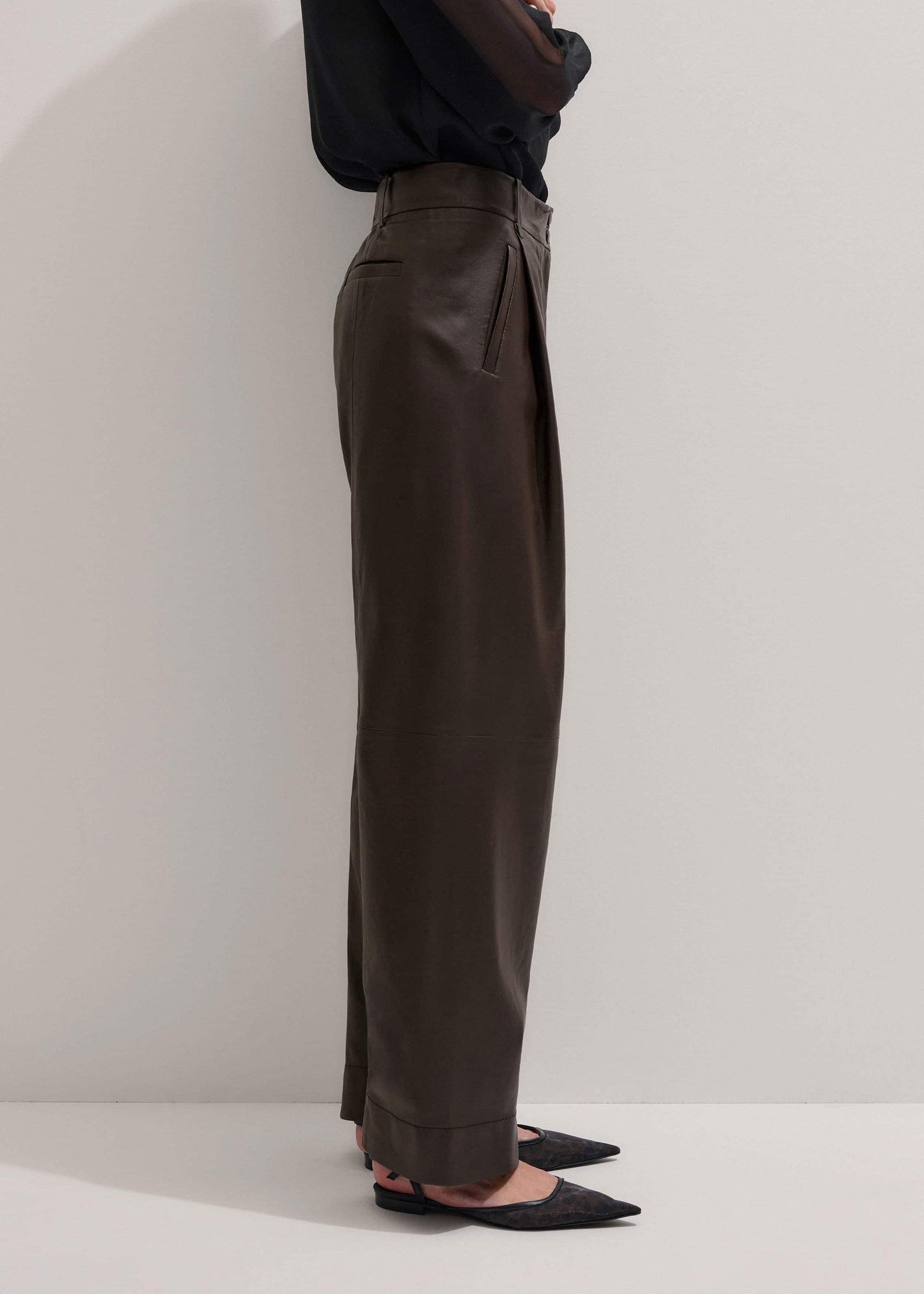 Brown Leather Clever Tapered Pant
