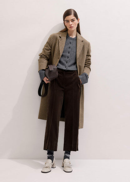Brown Italian Cord Straight Crop Pant