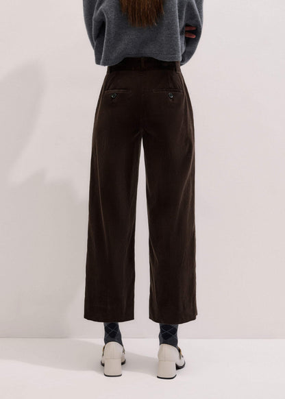 Brown Italian Cord Straight Crop Pant