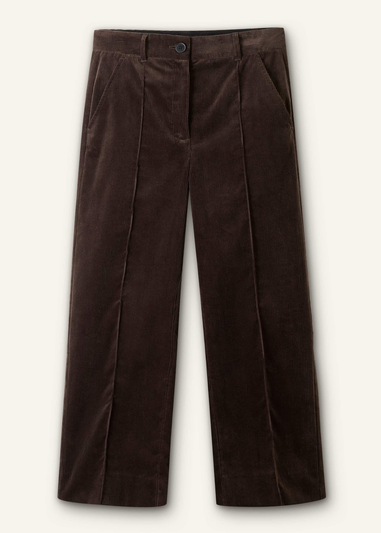 Brown Italian Cord Straight Crop Pant