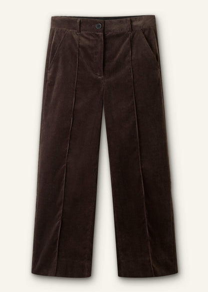 Brown Italian Cord Straight Crop Pant