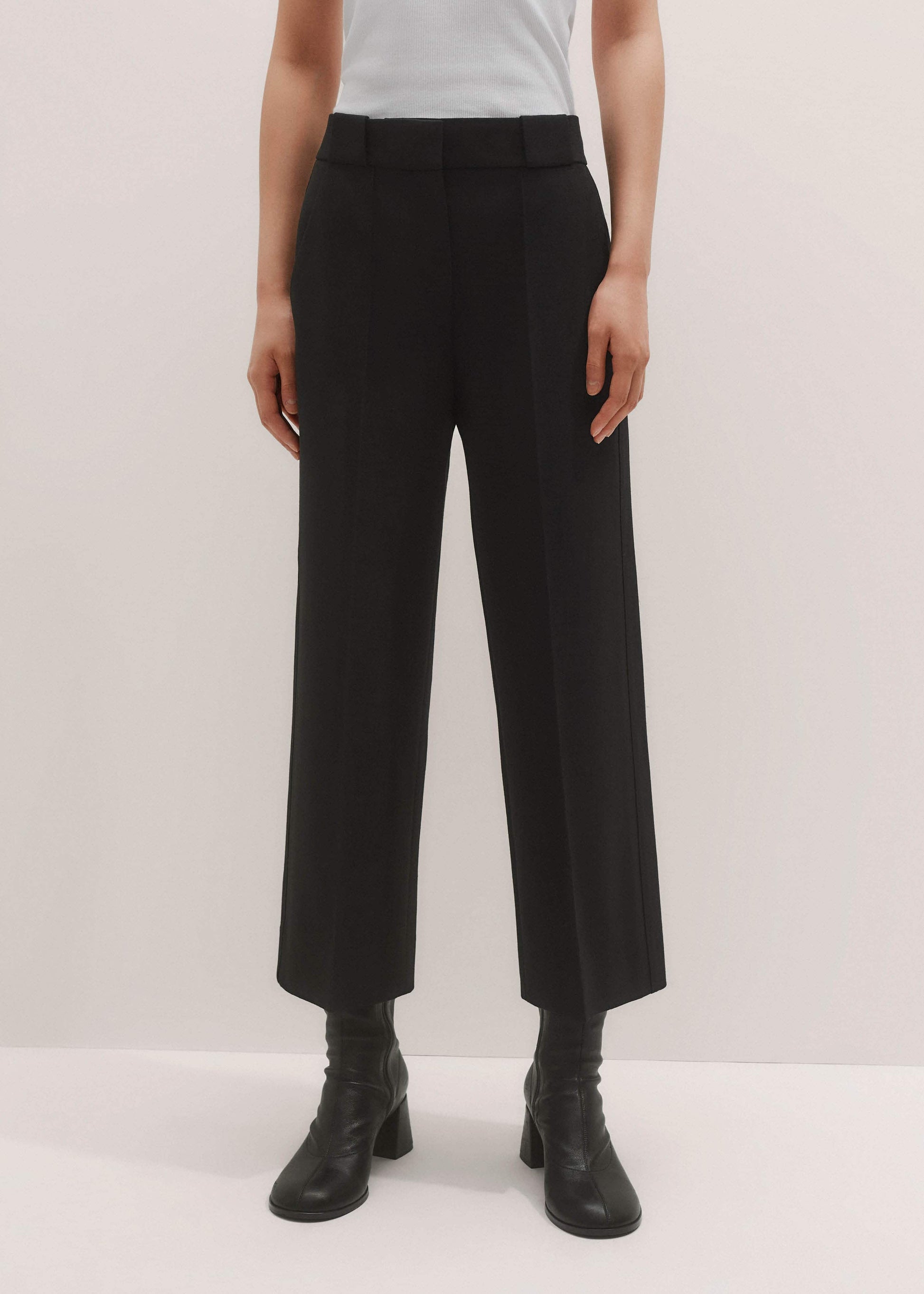 Black Straight Crop Pant