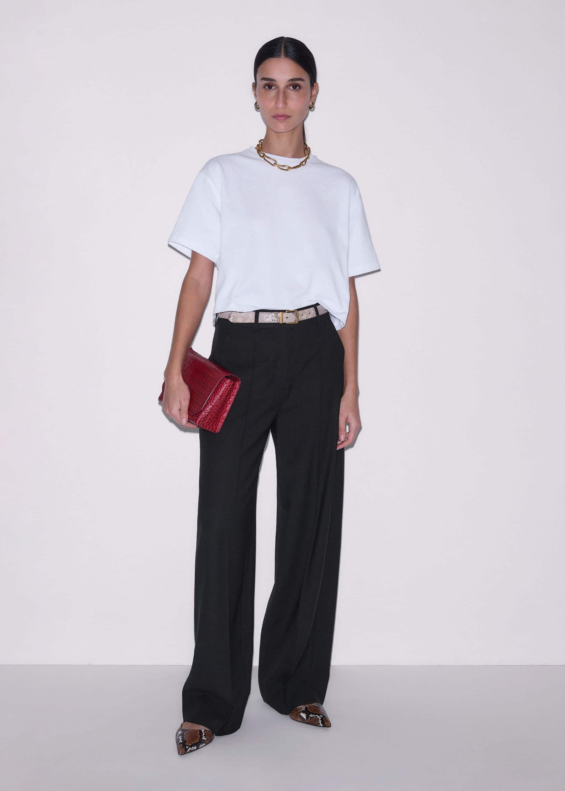 Black Pintuck Taper Pant