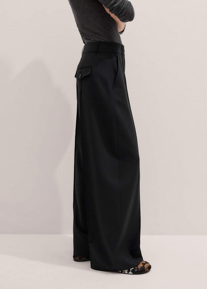 Black Pintuck Taper Pant