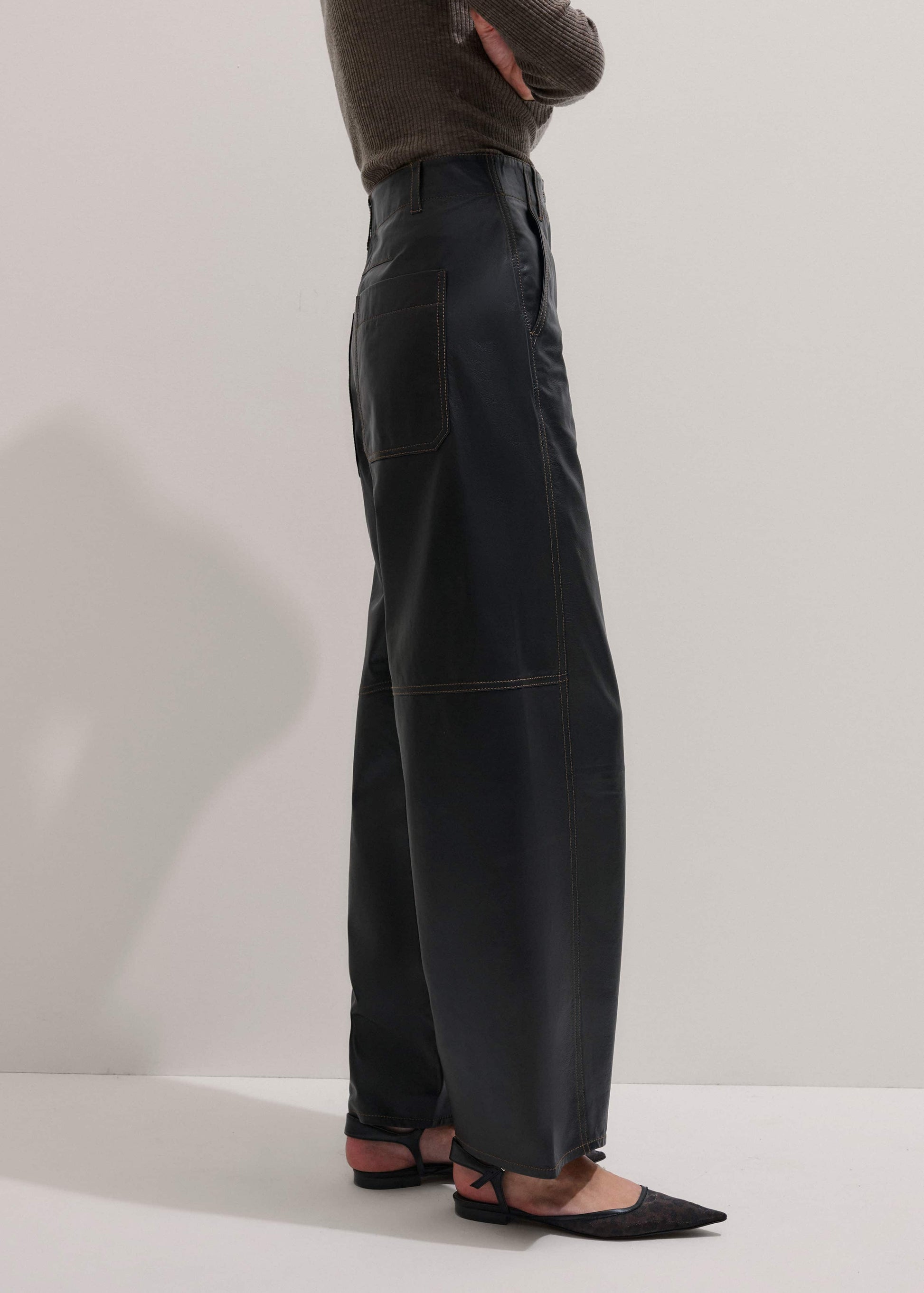 Black Leather Extreme Tapered Pant