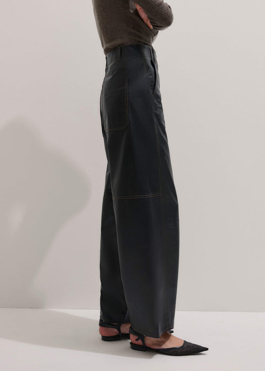 Black Leather Extreme Tapered Pant