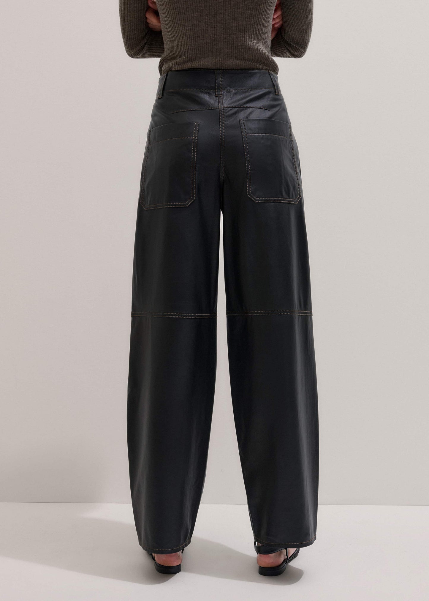 Black Leather Extreme Tapered Pant