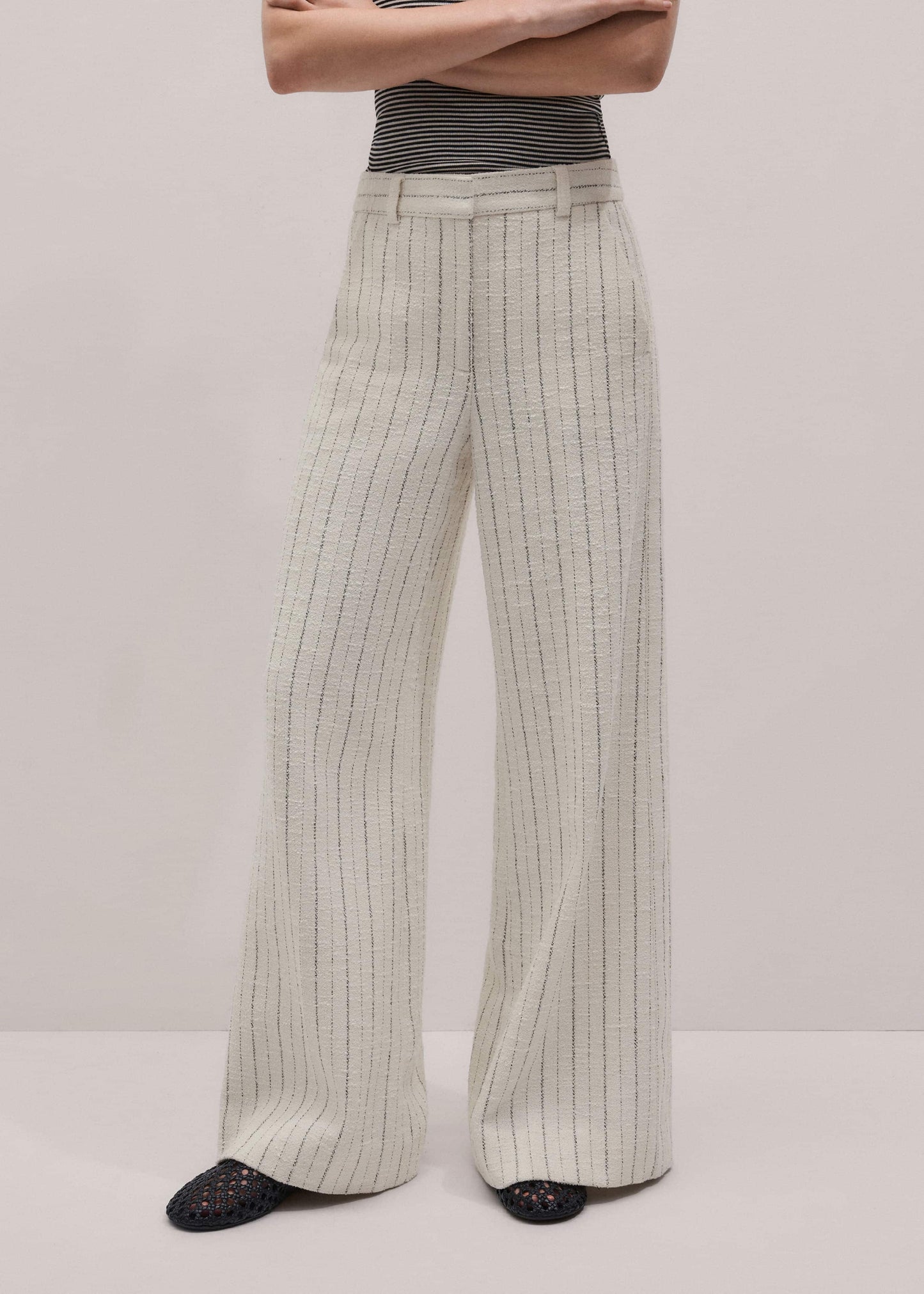 Ivory Striped Leg Elongator Pant