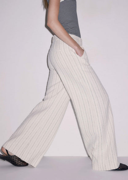 Ivory Striped Leg Elongator Pant