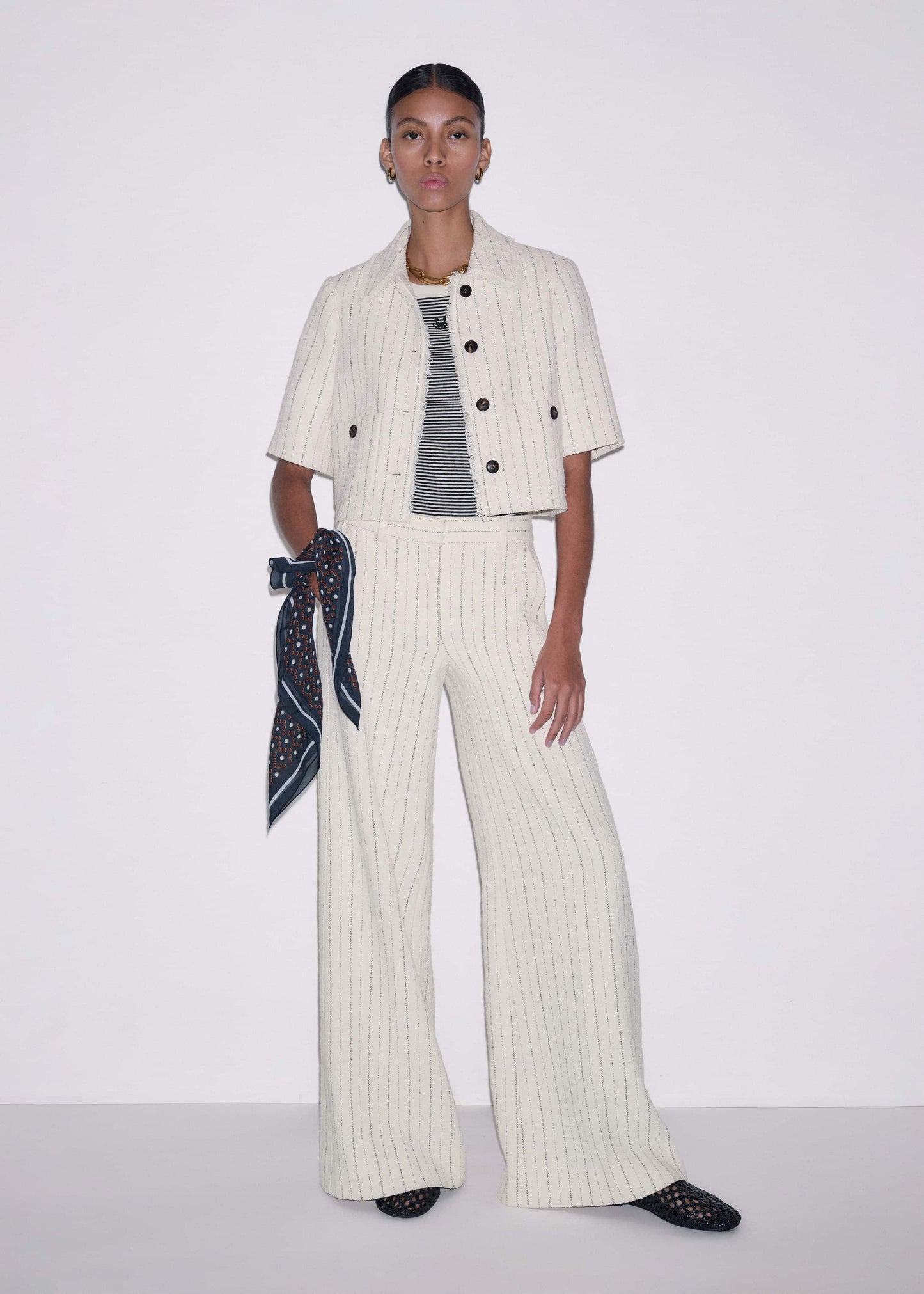 Ivory Striped Leg Elongator Pant