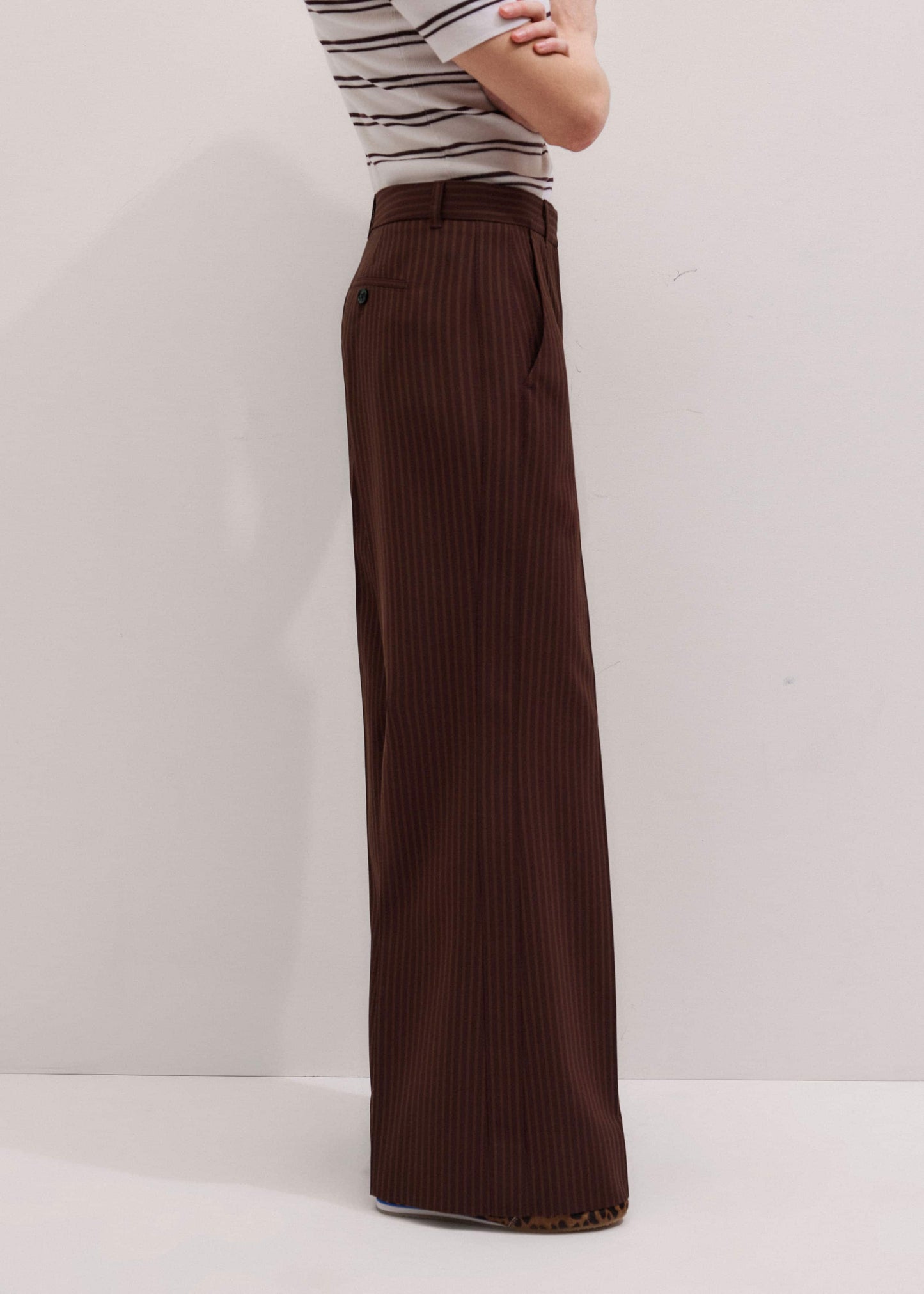 Cinnamon Pinstripe Leg Elongator Pant