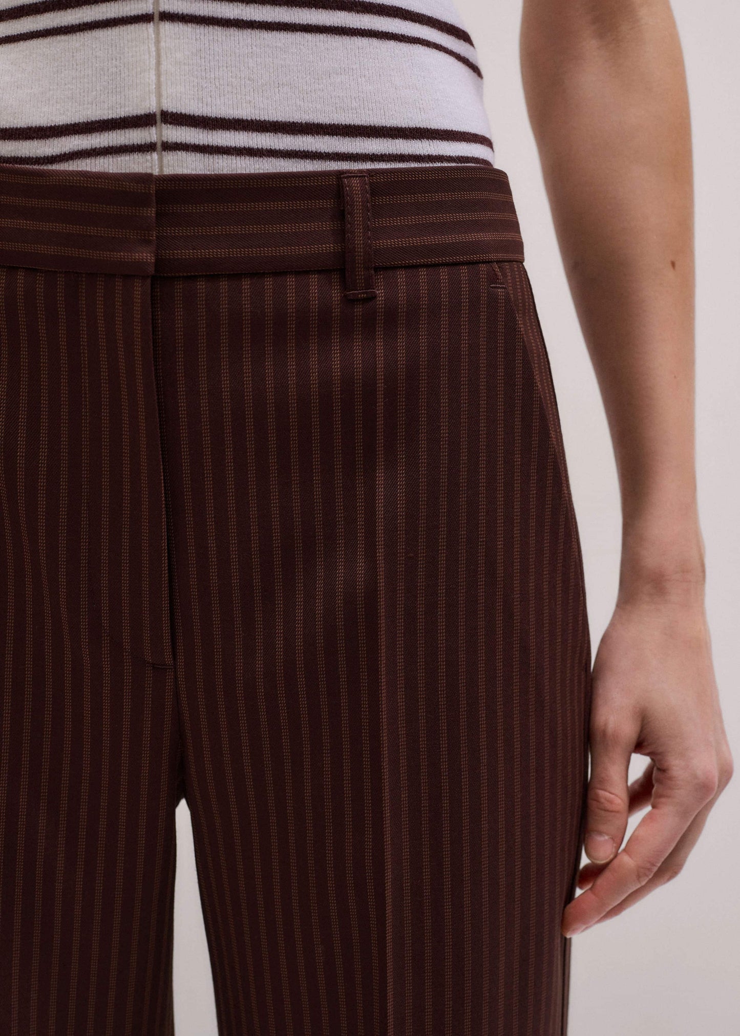 Cinnamon Pinstripe Leg Elongator Pant