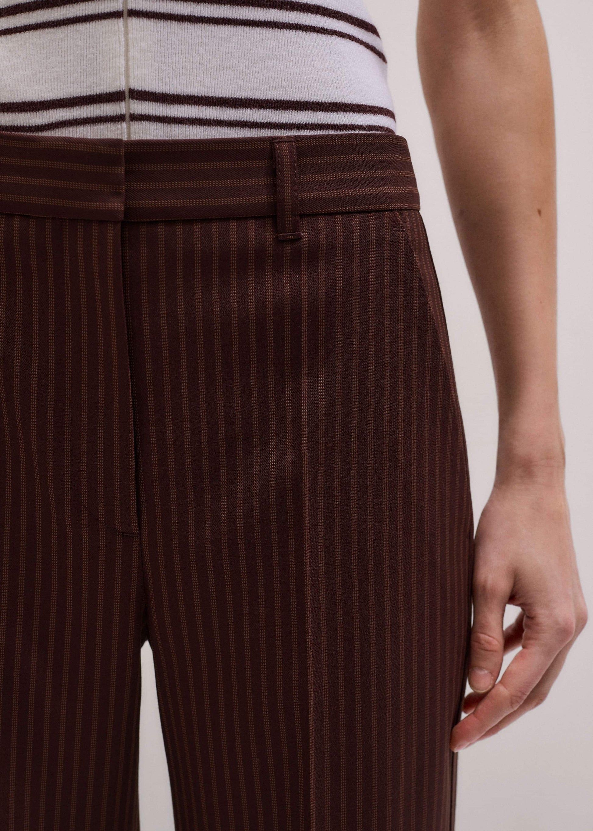 Cinnamon Pinstripe Leg Elongator Pant