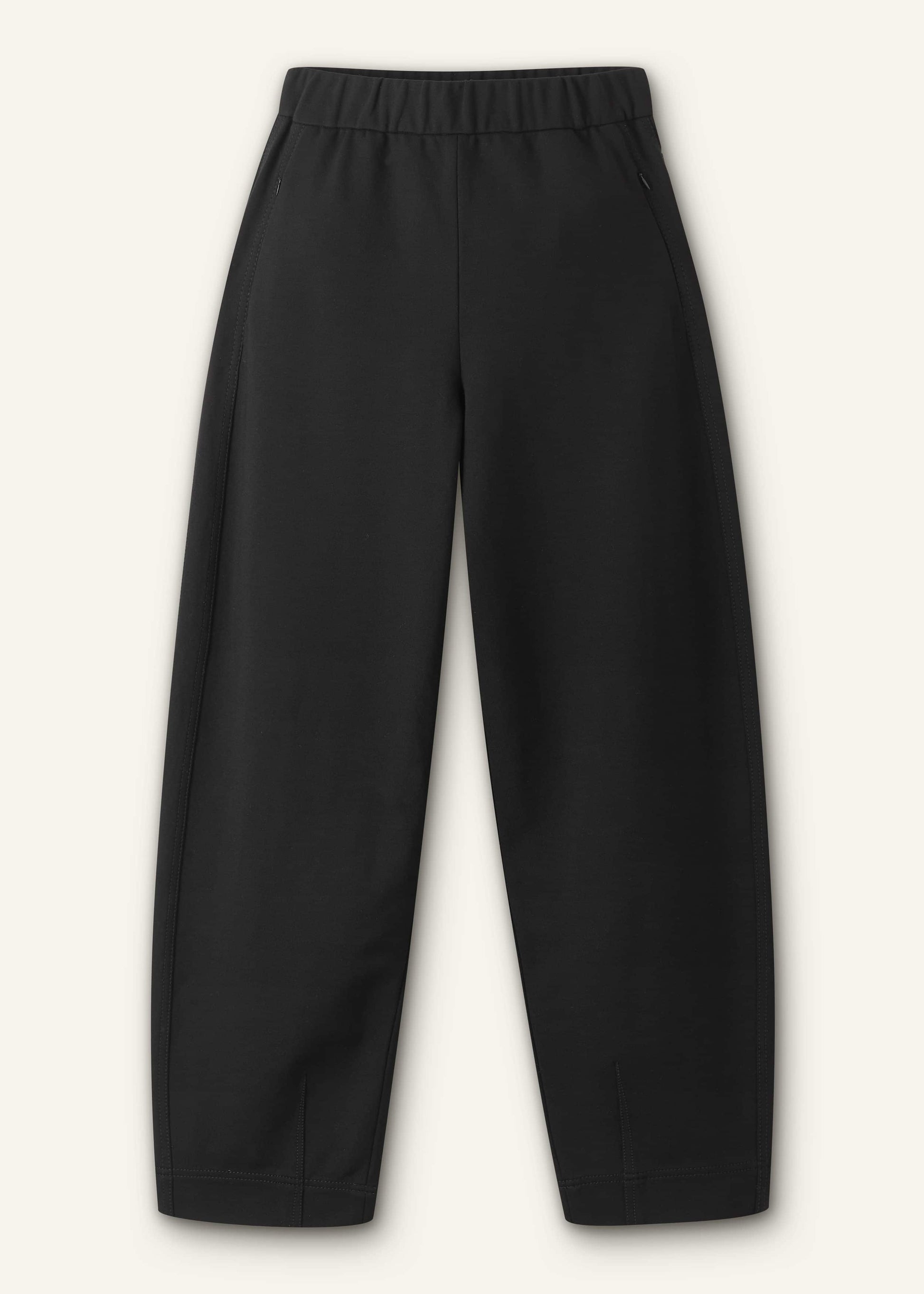 Black Luxe Travel Tailoring Barrel-Leg Pant