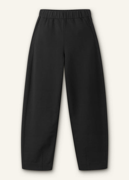 Black Luxe Travel Tailoring Barrel-Leg Pant