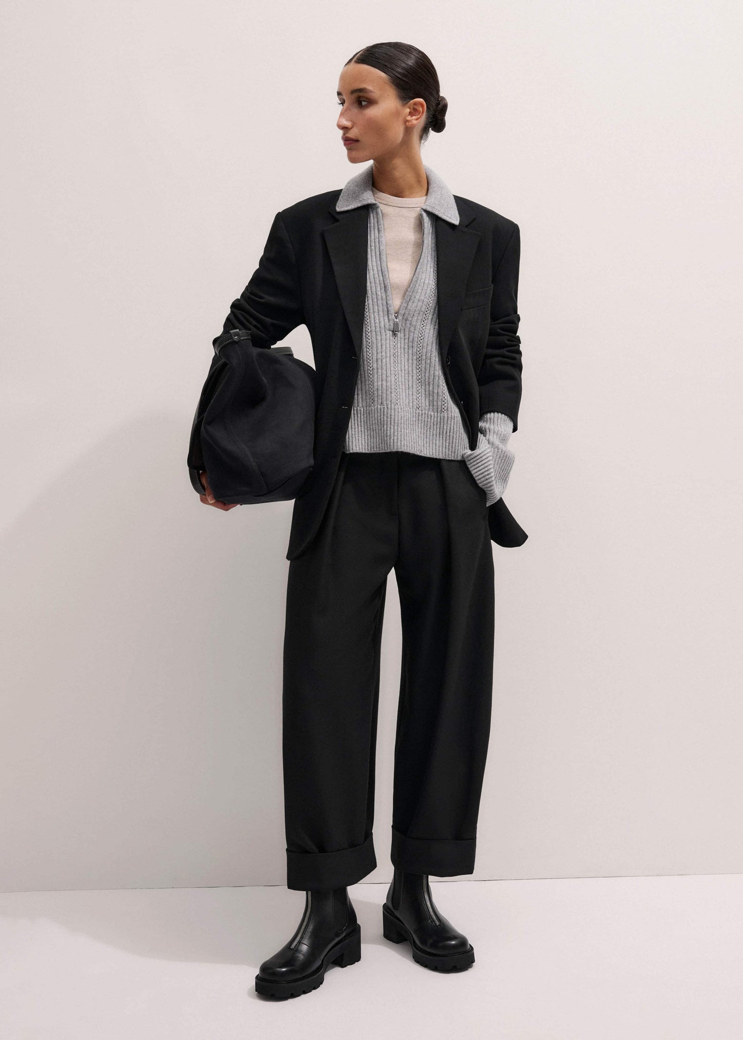 Black Barrel Leg Pant