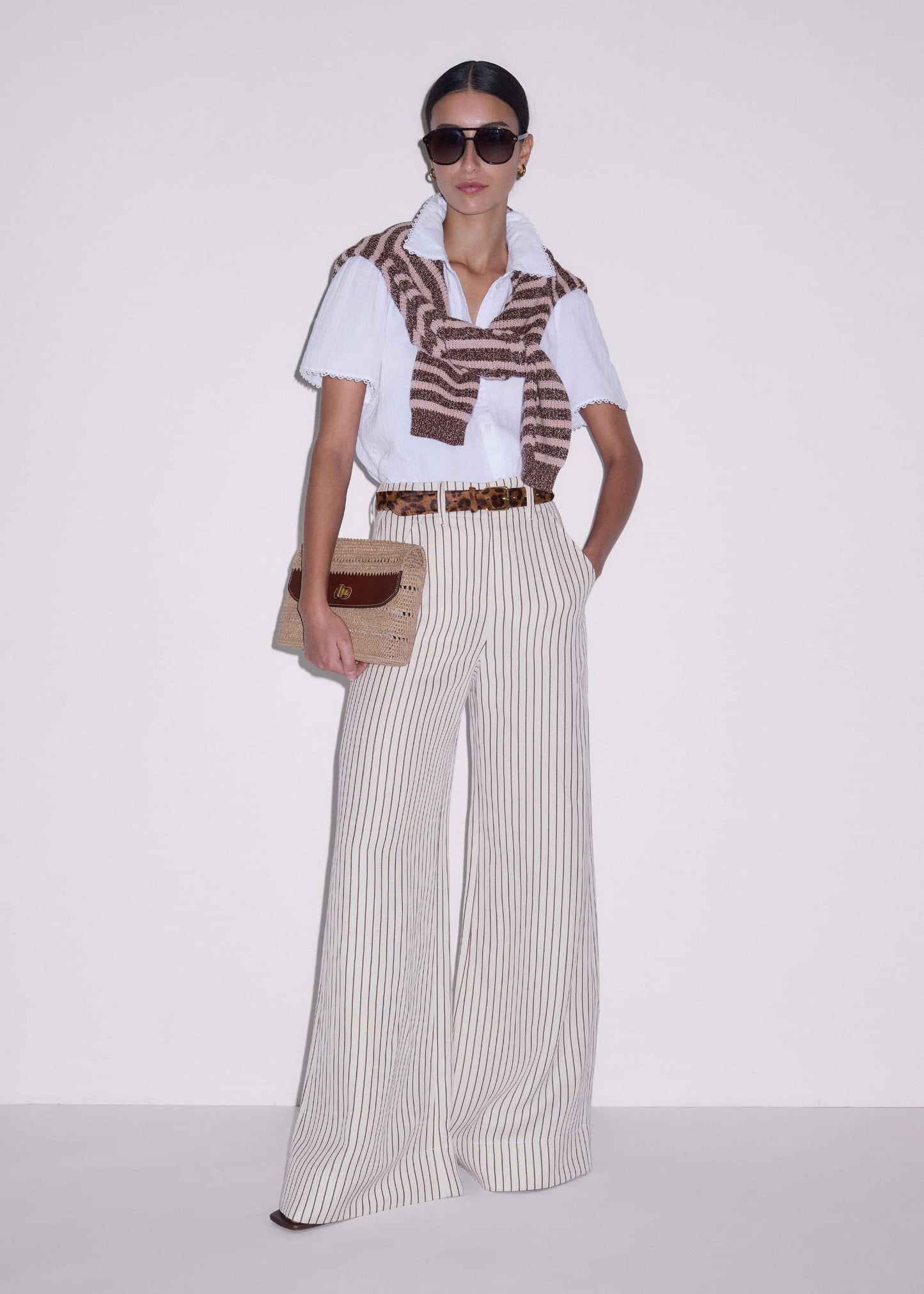 White Cheesecloth Trim Detail Blouse