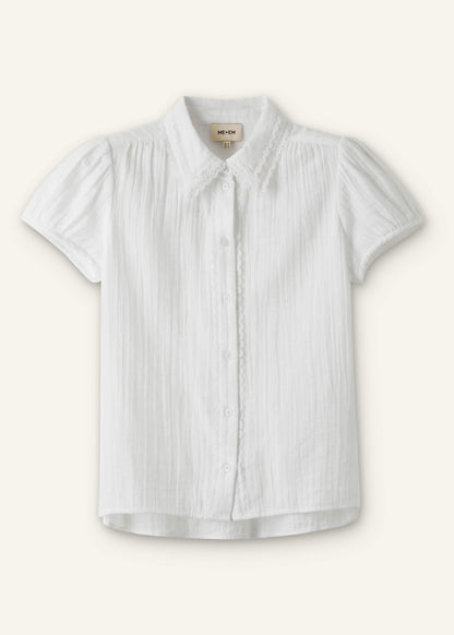 White Cheesecloth Cap-Sleeve Blouse