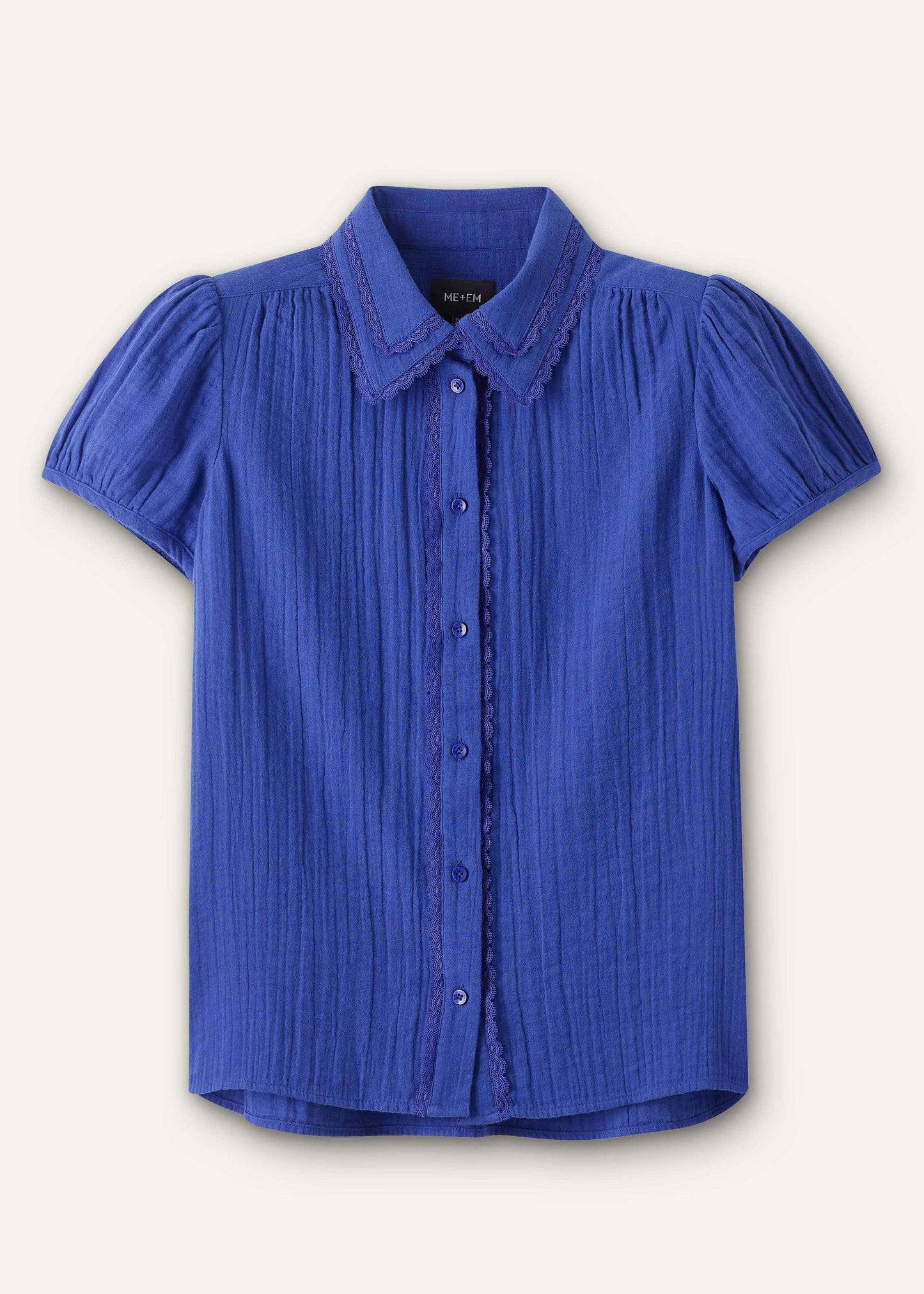 White Cheesecloth Cap-Sleeve Blouse