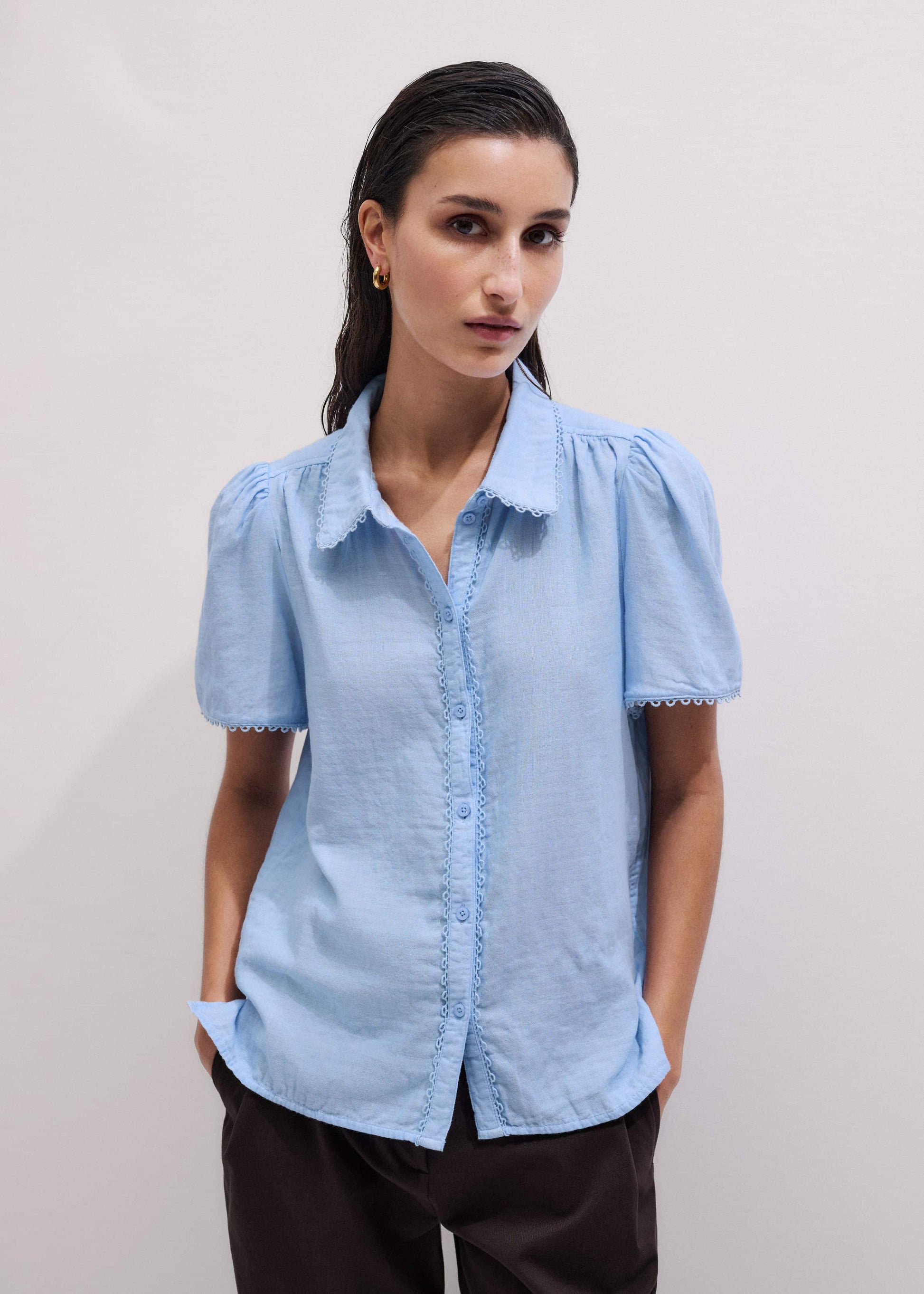 Blue Cheesecloth Summer Blouse