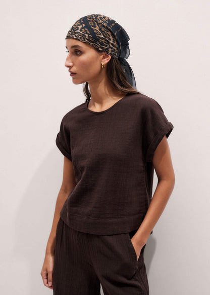 Brown Cheesecloth T-Shirt