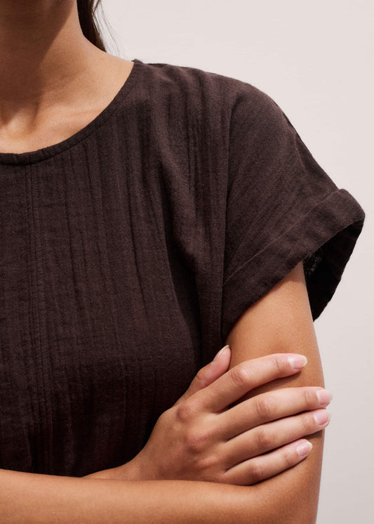 Brown Cheesecloth T-Shirt