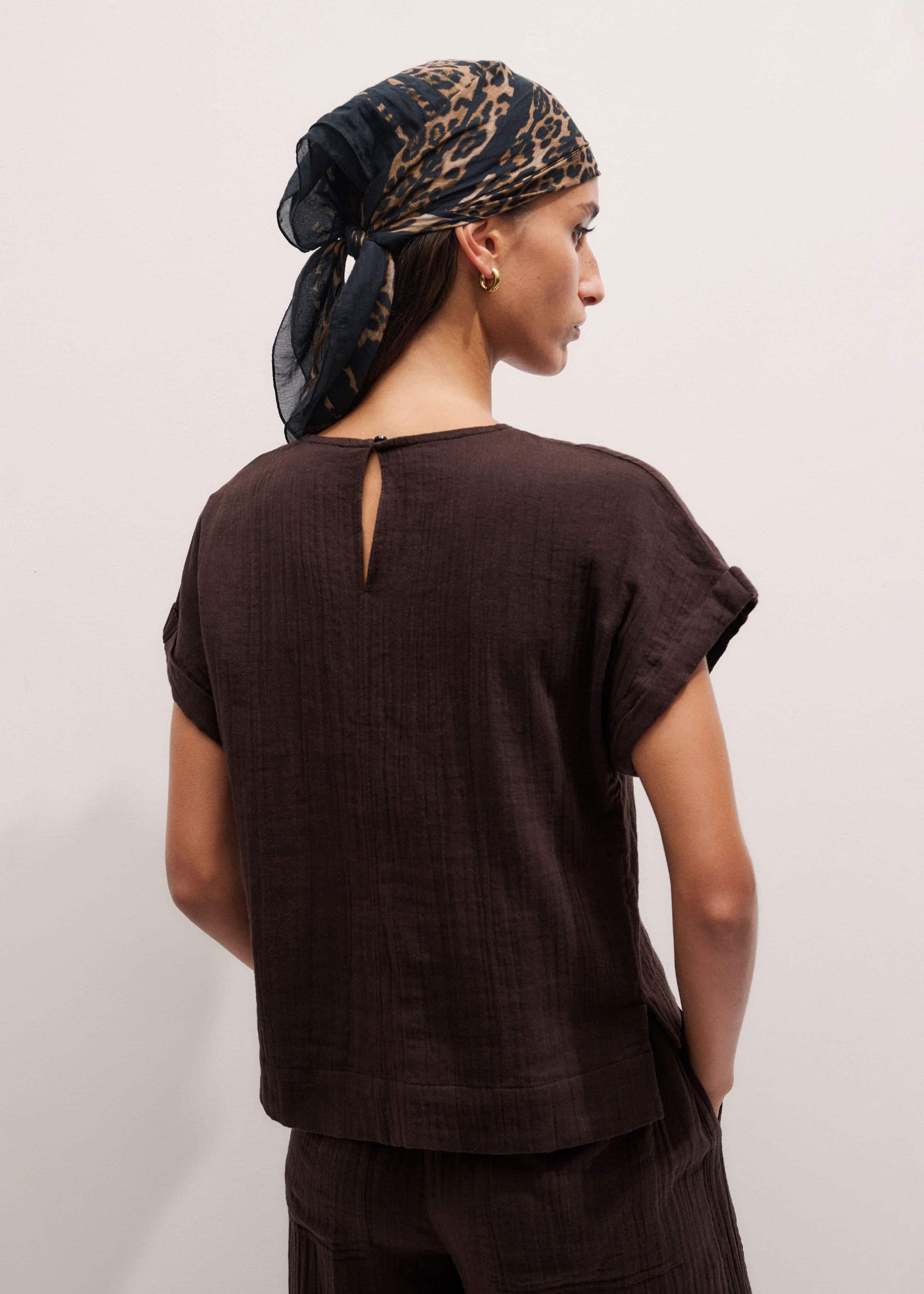 Brown Cheesecloth T-Shirt