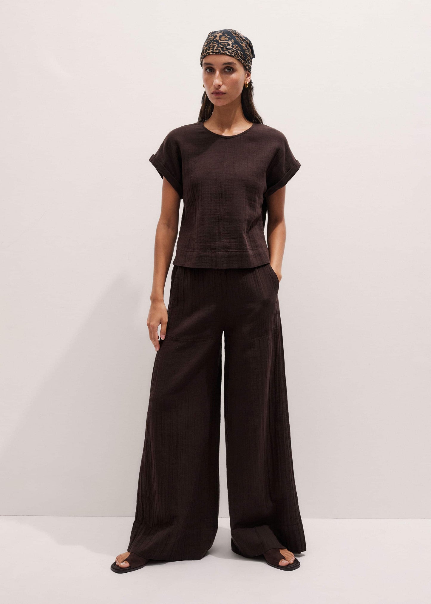 Brown Cheesecloth T-Shirt