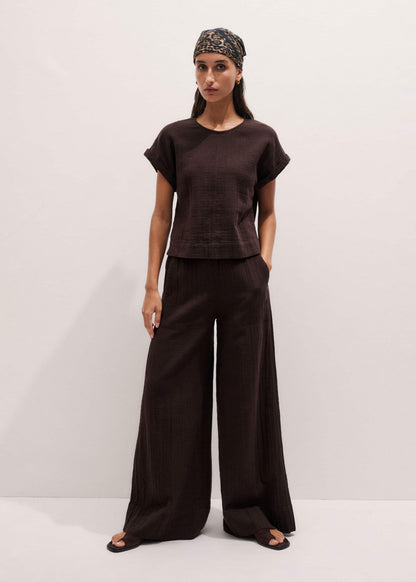 Brown Cheesecloth T-Shirt