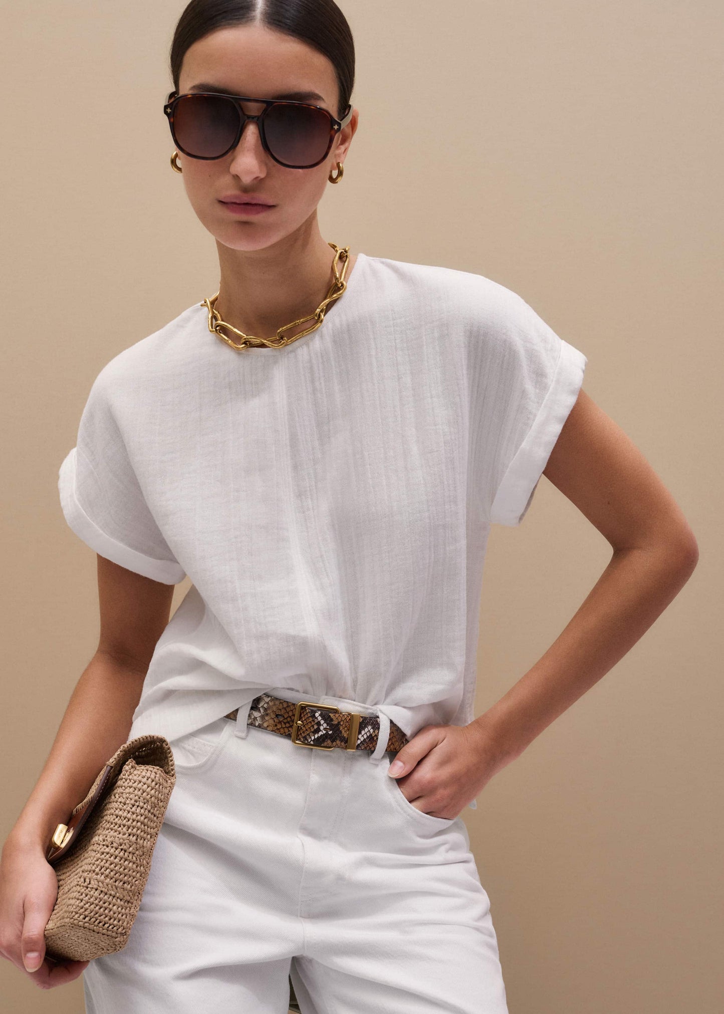 White Cheesecloth T-Shirt