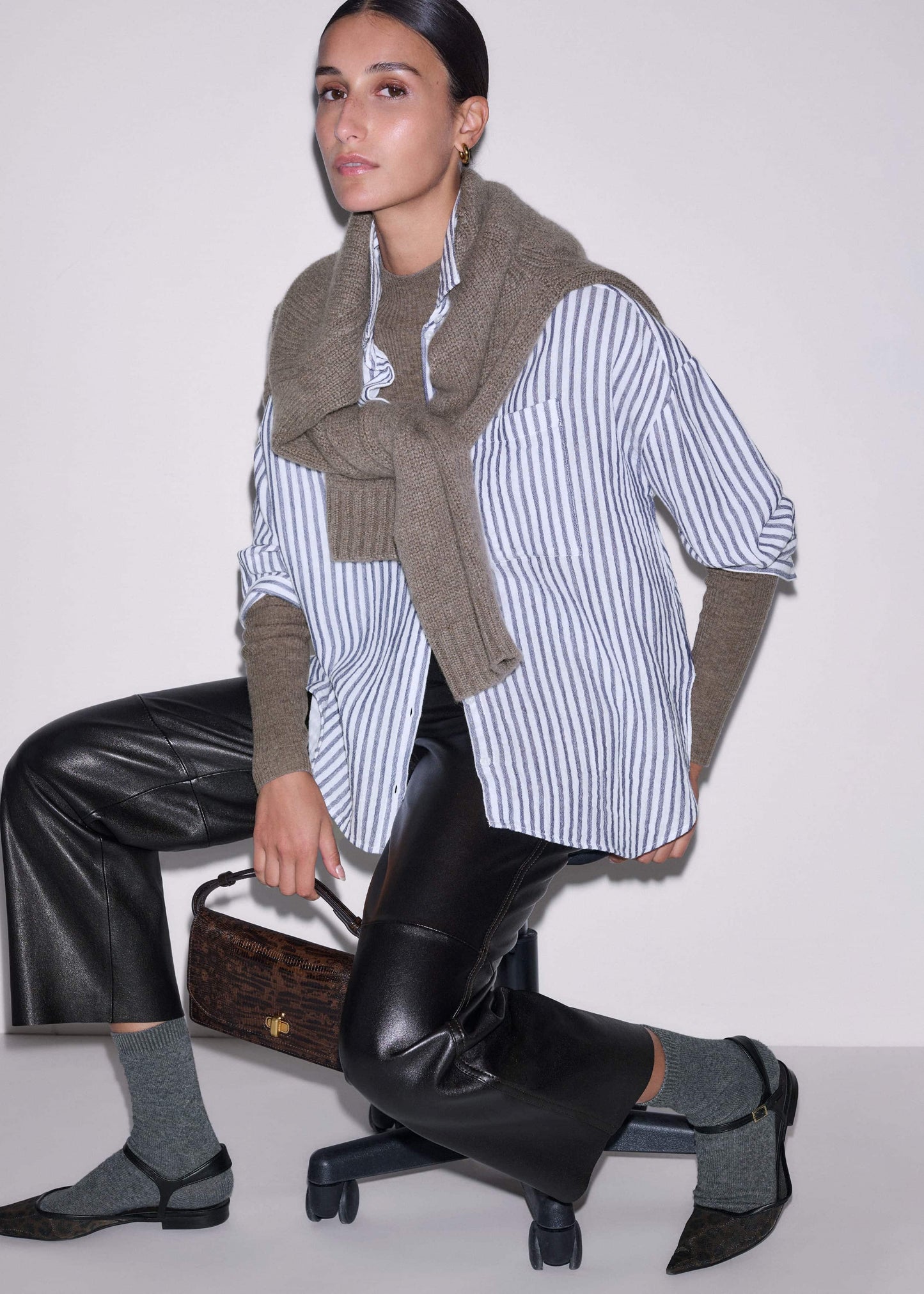 Navy Cheesecloth Relaxed Stripe Shirt