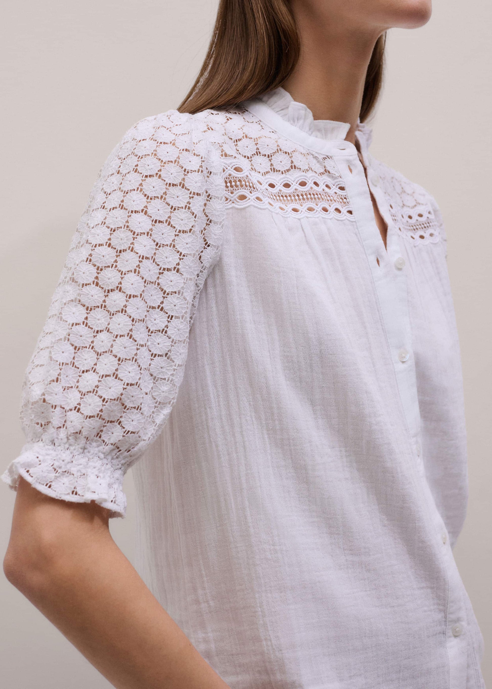 White Cheesecloth AM-PM Summer Blouse