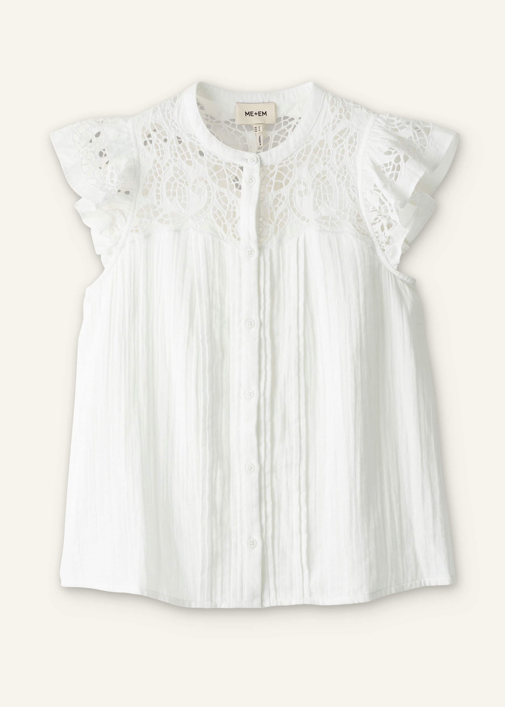 White Cheesecloth Embroidered Swing Top