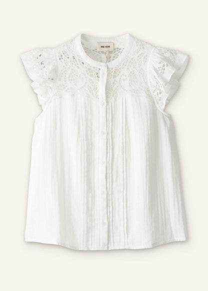 White Cheesecloth Embroidered Swing Top