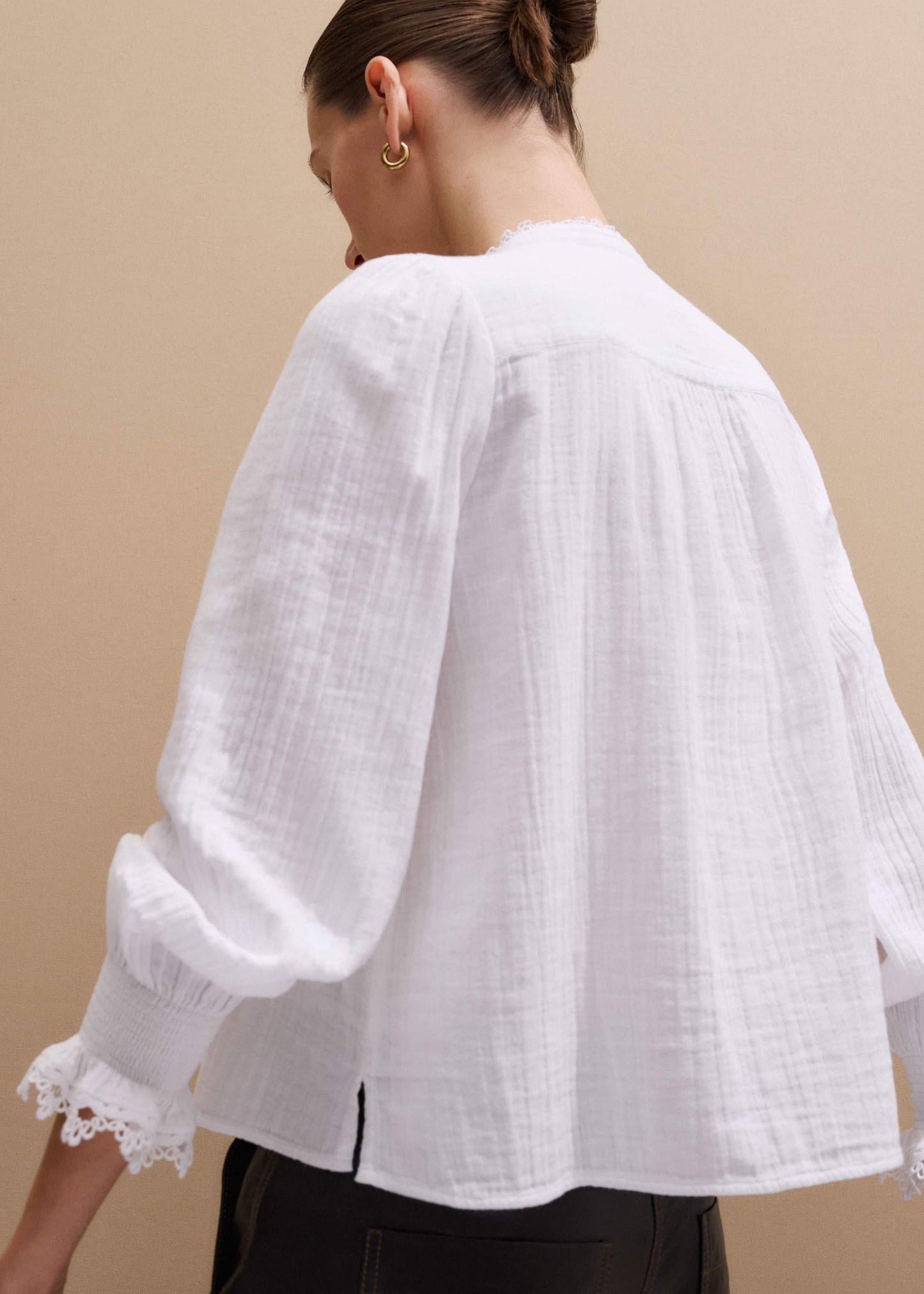 White Cheesecloth Intricate Detail Blouse