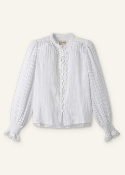 White Cheesecloth Intricate Detail Blouse