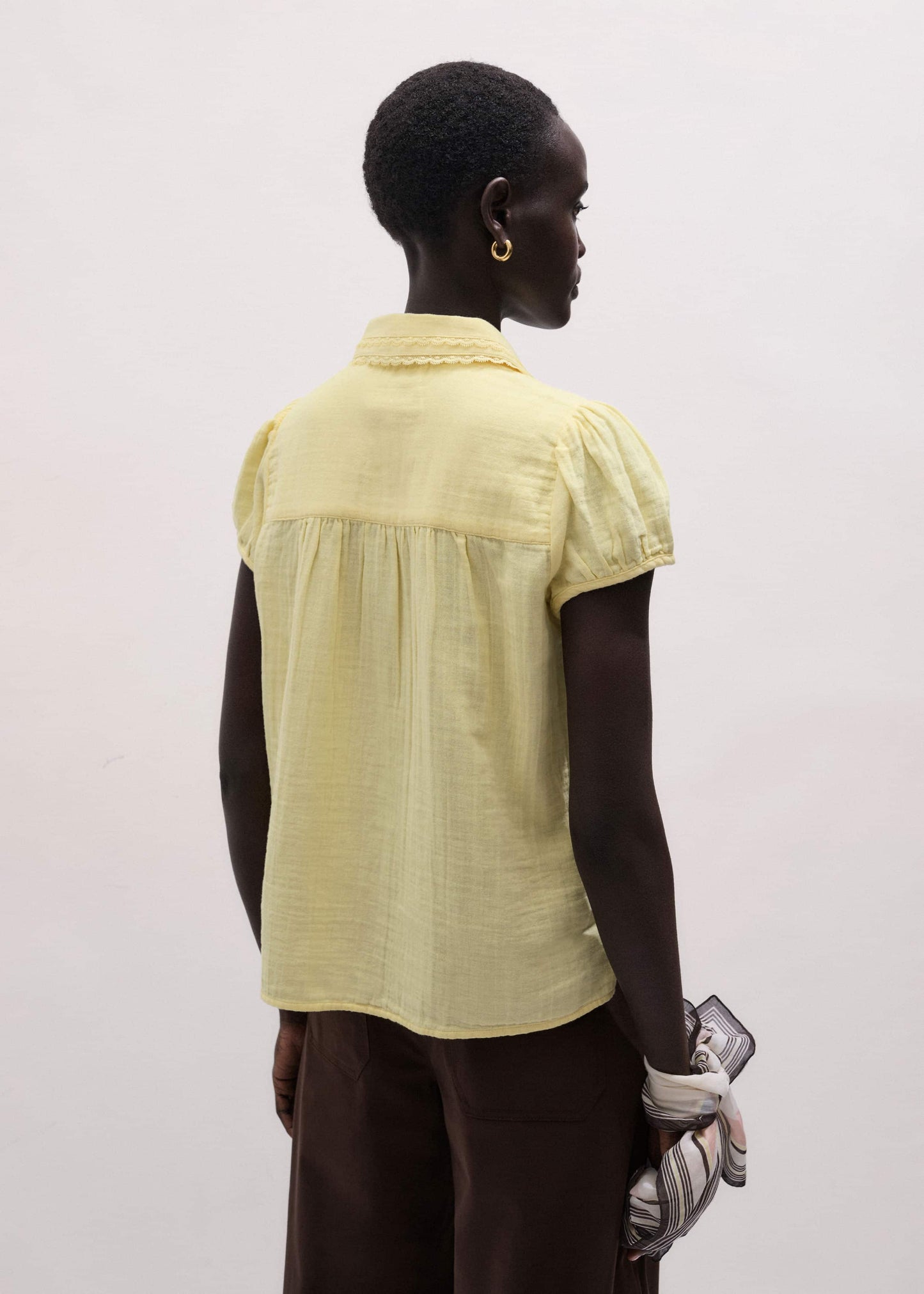 Yellow Cheesecloth Straight Summer Blouse