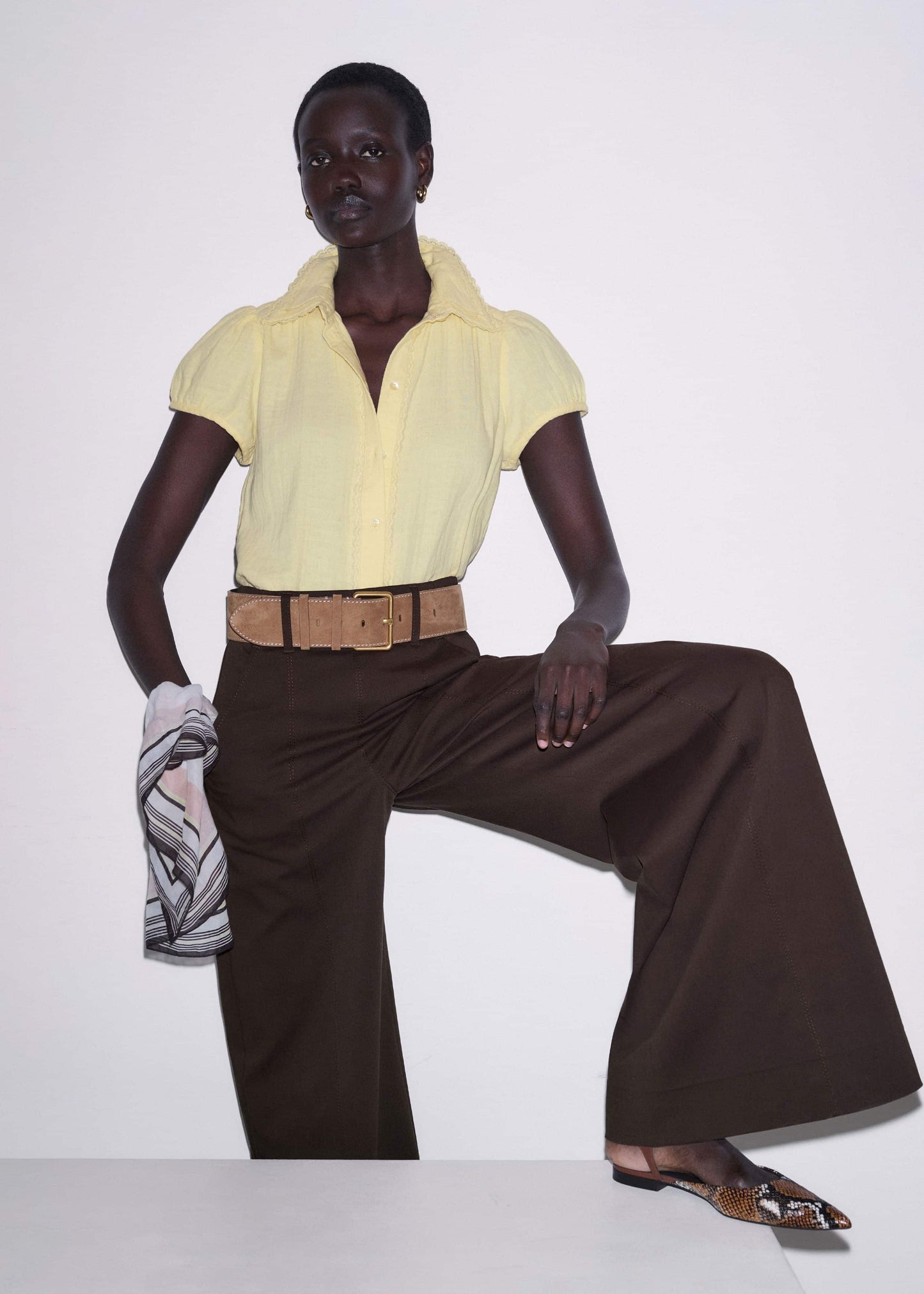 Yellow Cheesecloth Straight Summer Blouse