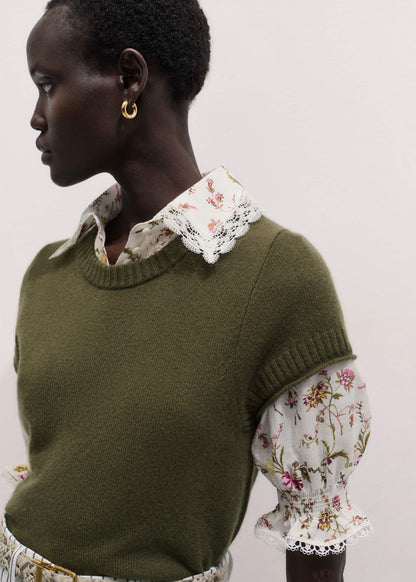 Cream Silk Cotton Wild Spring Floral Print Blouse