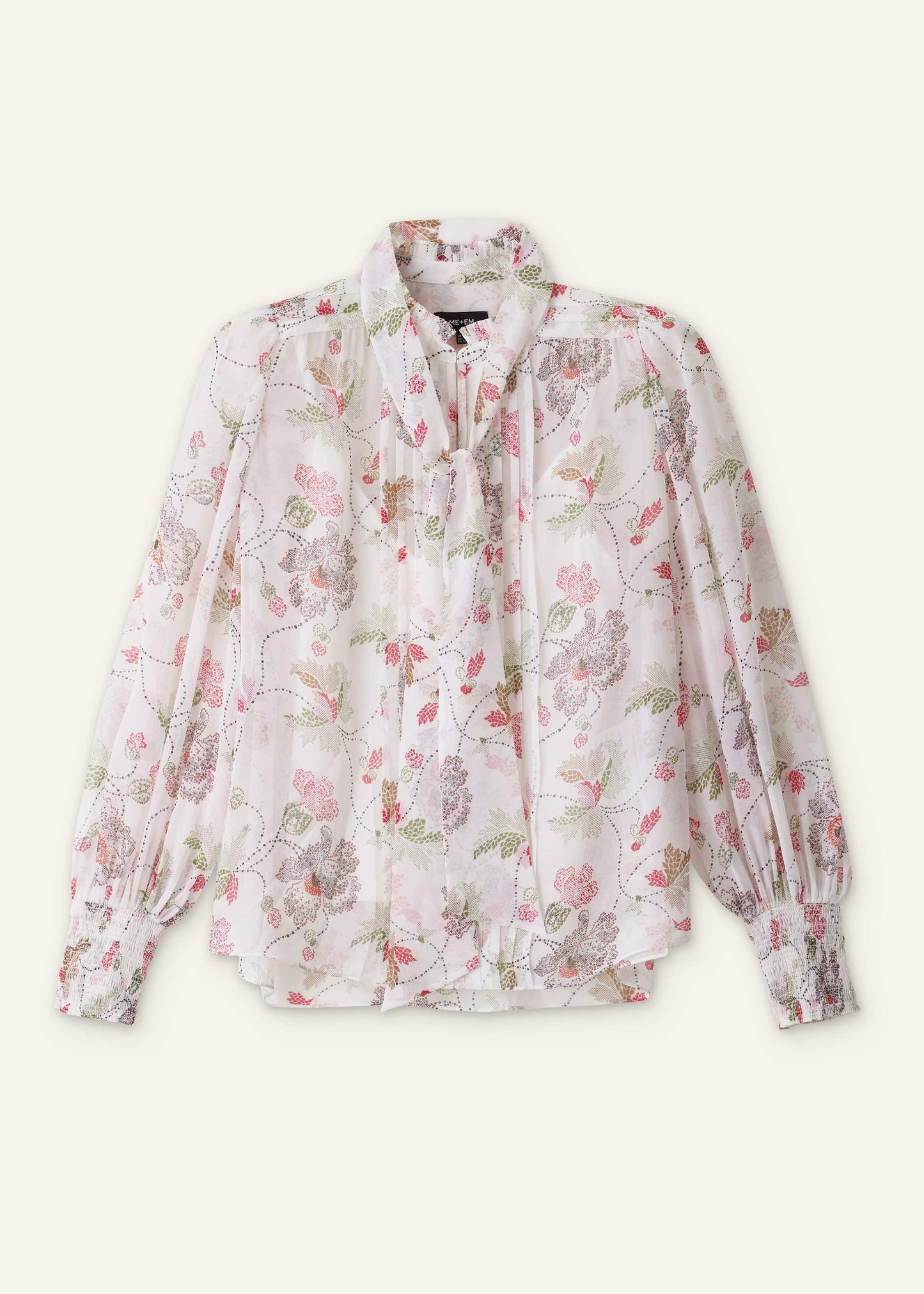 Cream Silk Balloon Sleeve Blouse