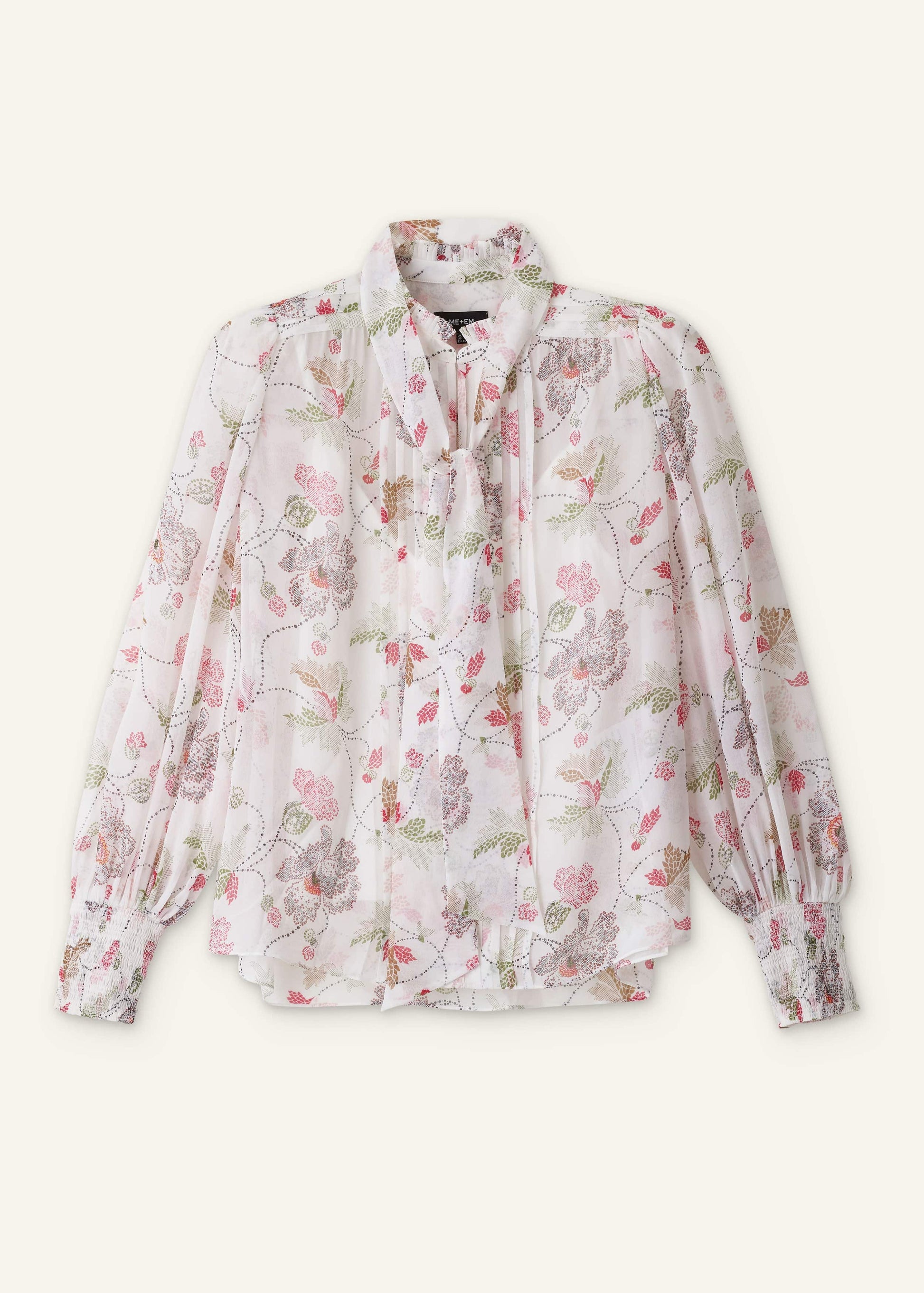 Cream Silk Balloon Sleeve Blouse