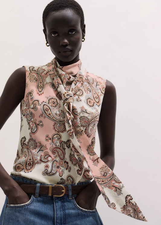 Pink Silk Draped Neck Top