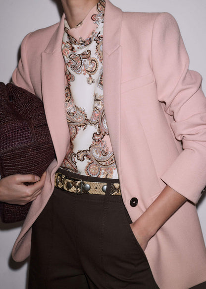 Pink Silk Draped Neck Top