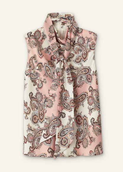 Pink Silk Draped Neck Top