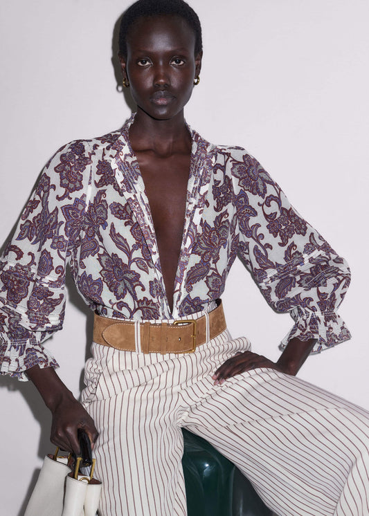 Cream Floral Print Blouse