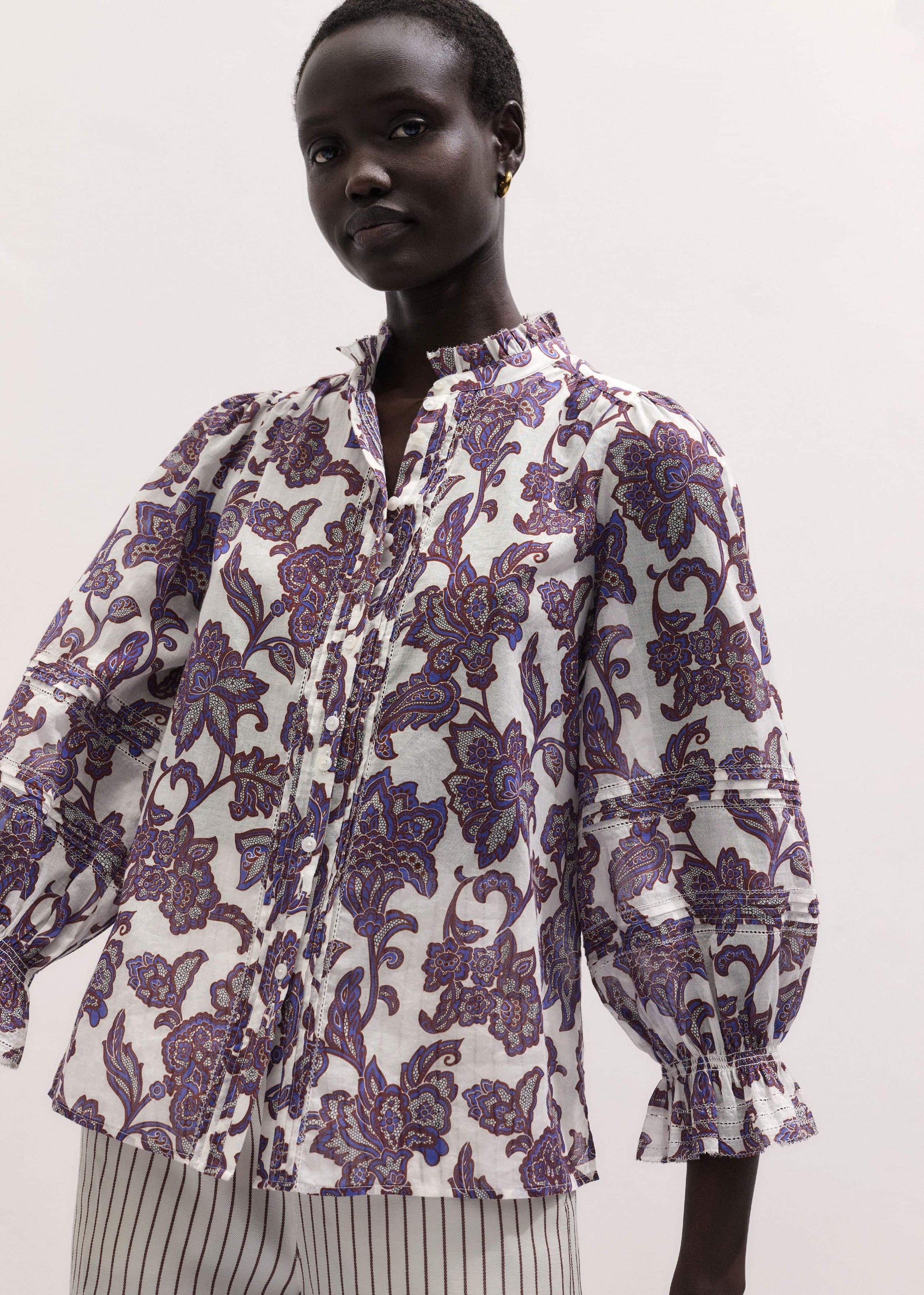 Cream Floral Print Blouse