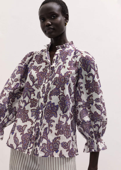 Cream Floral Print Blouse