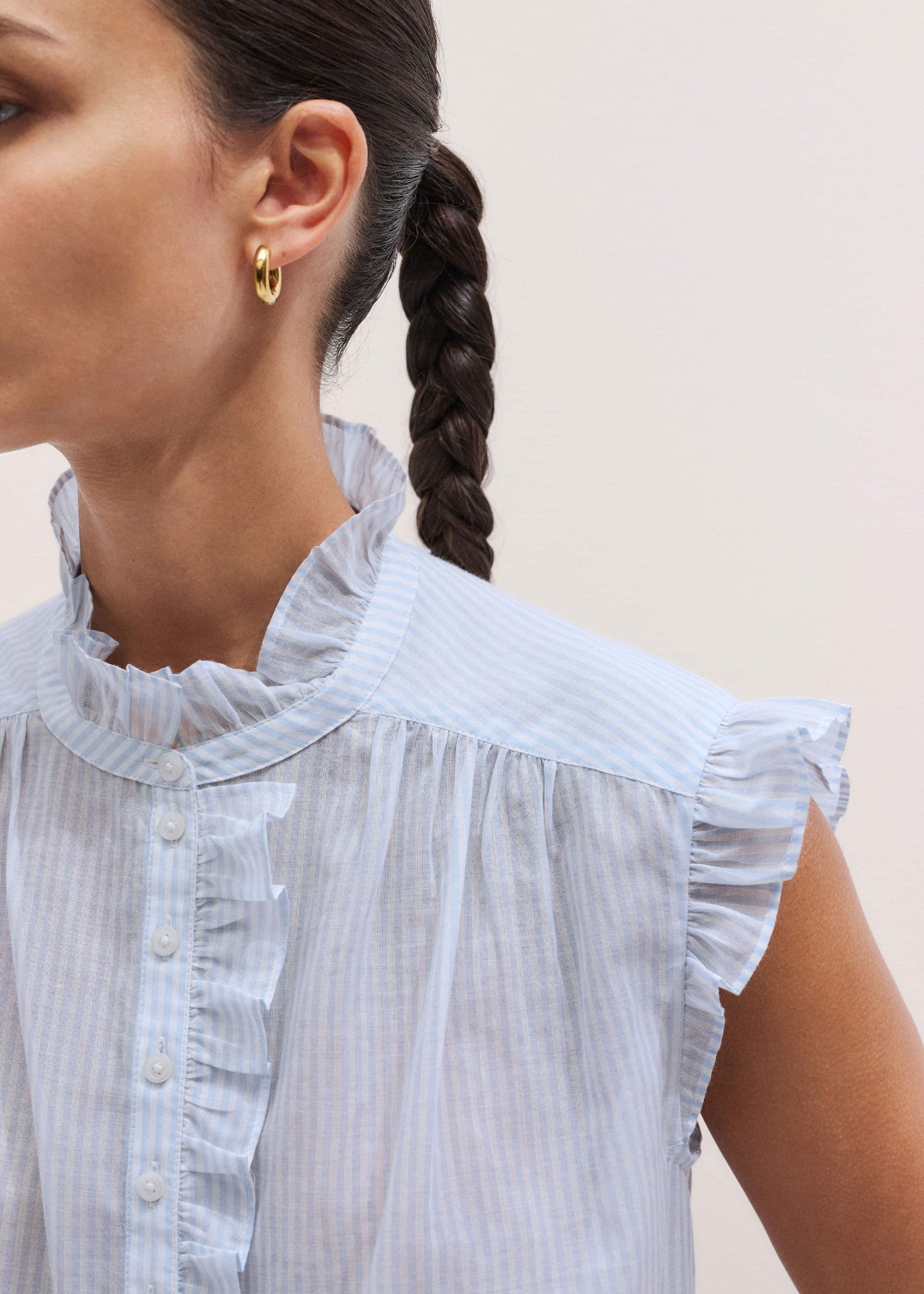 ME+EM's Blue Soft Stripe Blouse