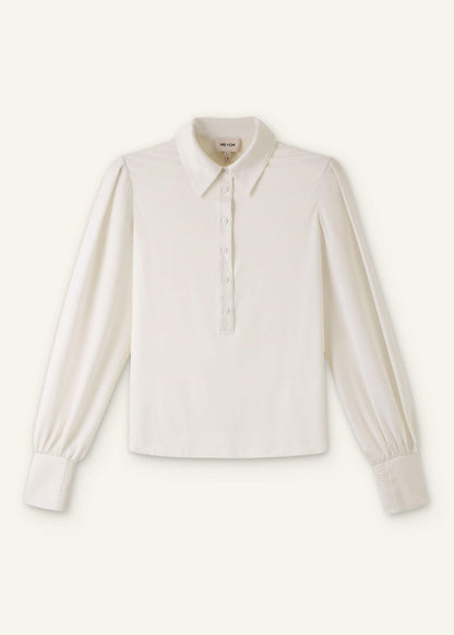 Cream Fluid Sleeve Layering Blouse