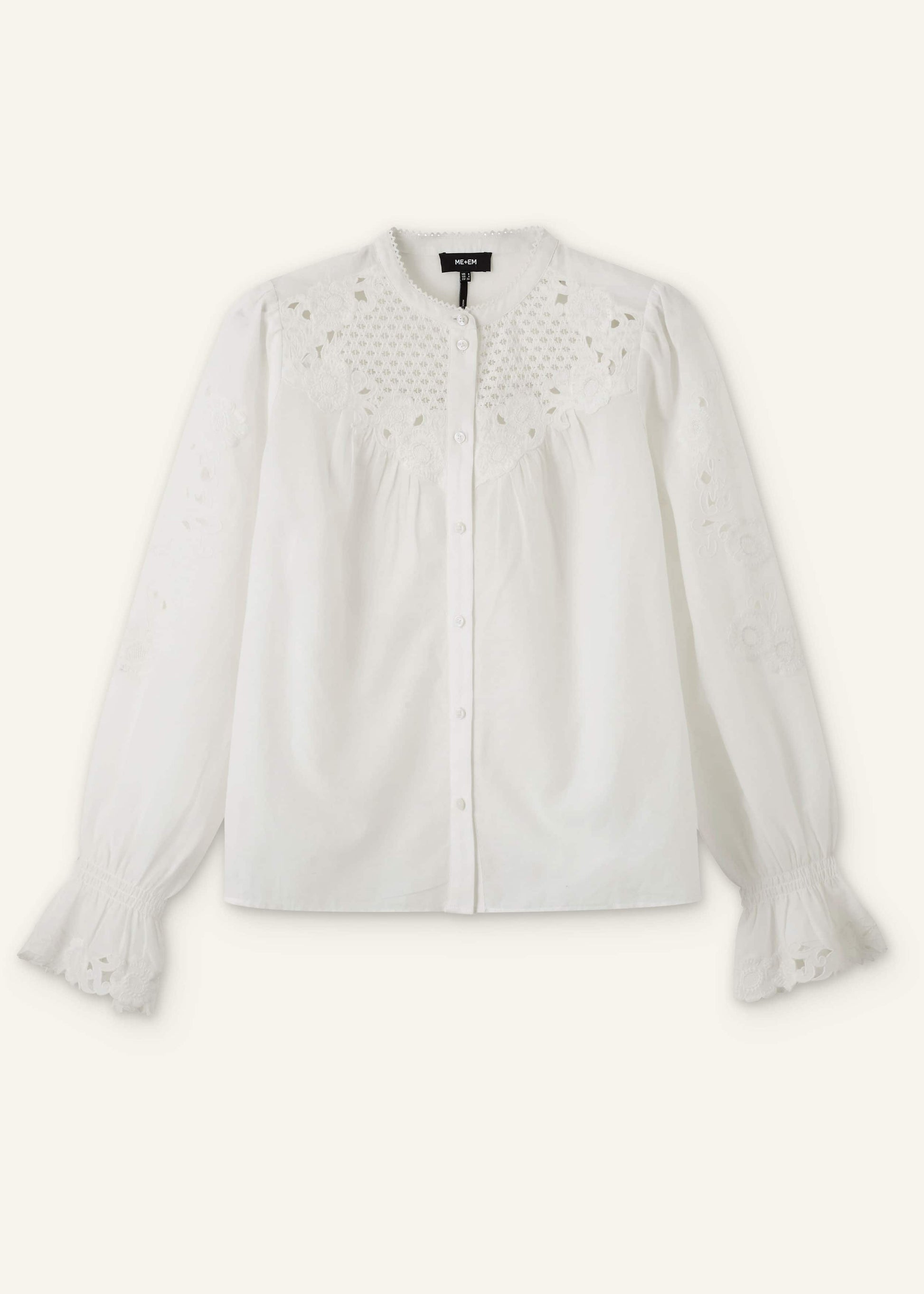 White Floral Embroidery Blouse